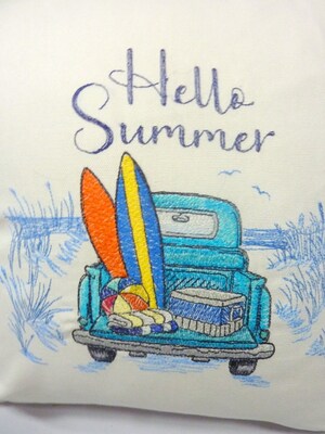 Summer pillow covers, Embroidered truck pillow cover - image2